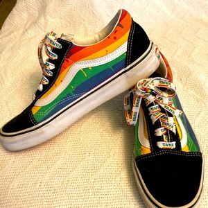 Vans multi color paint drip lace ups.  Size 6 men/ 7.5 women’s.